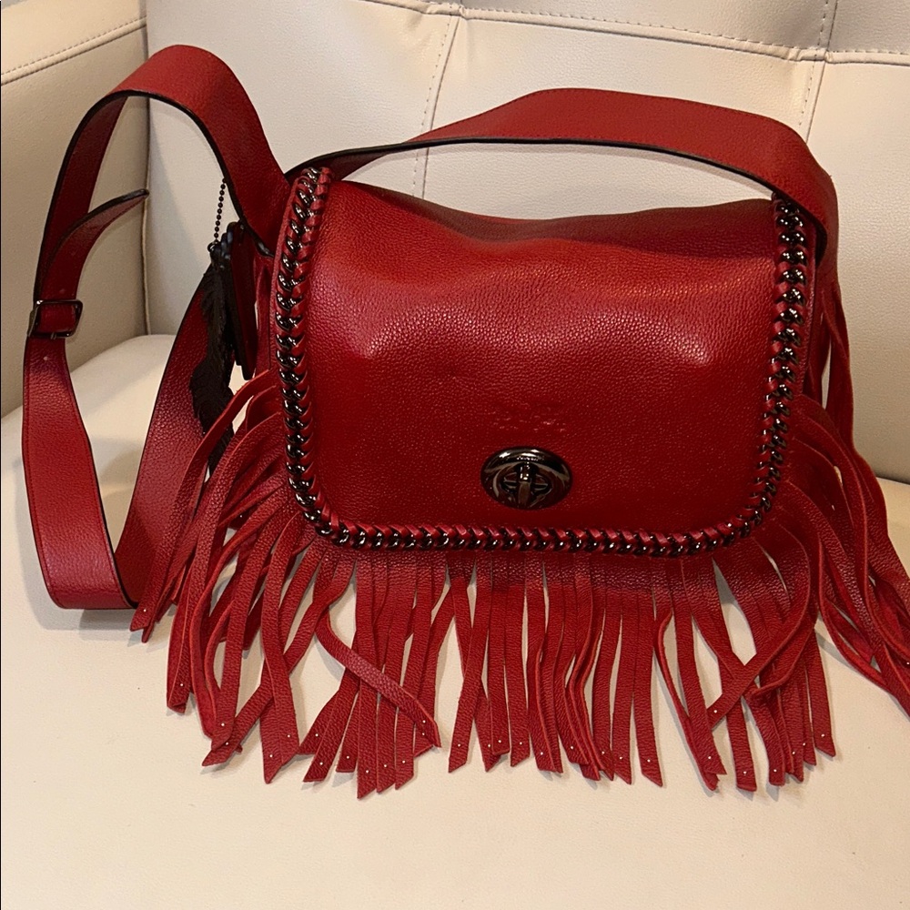 🍍Coach Dakota NWOT Fringe Flap Crossbody Leather Shoulder Bag - Picture 3 of 17
